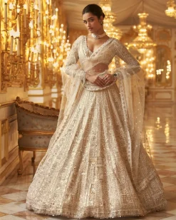 Ivory Gold Sequin Lehenga Set