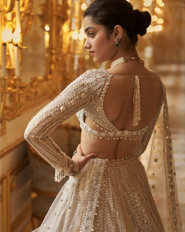 Ivory Gold Sequin Lehenga Set