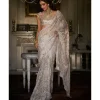 Ivory Gold Sequin Sari