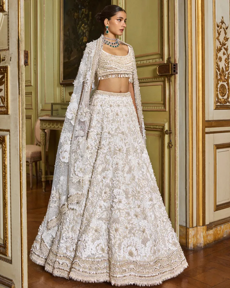 Ivory Gold Three-Dimensional Lehenga Set