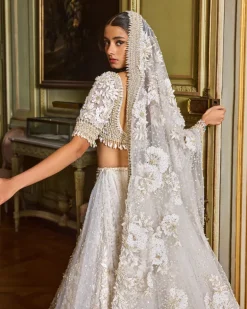 Ivory Gold Three-Dimensional Lehenga Set