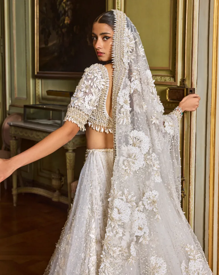 Ivory Gold Three-Dimensional Lehenga Set