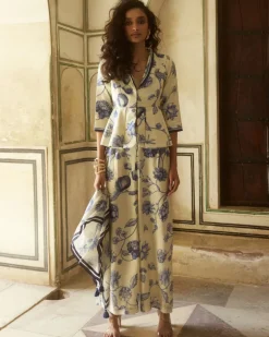 Ivory Habutai Floral Printed Co-Ord Set