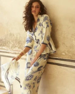 Ivory Habutai Floral Printed Co-Ord Set