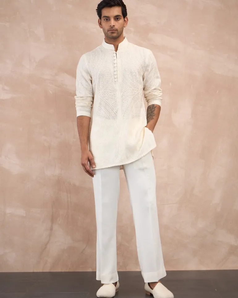Ivory Half Moon Aari Kurta Shirt Set