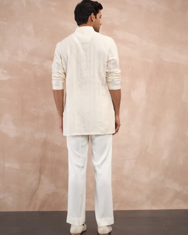 Ivory Half Moon Aari Kurta Shirt Set