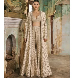 Ivory Jacket And Sharara Set