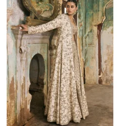 Ivory Jacket And Sharara Set