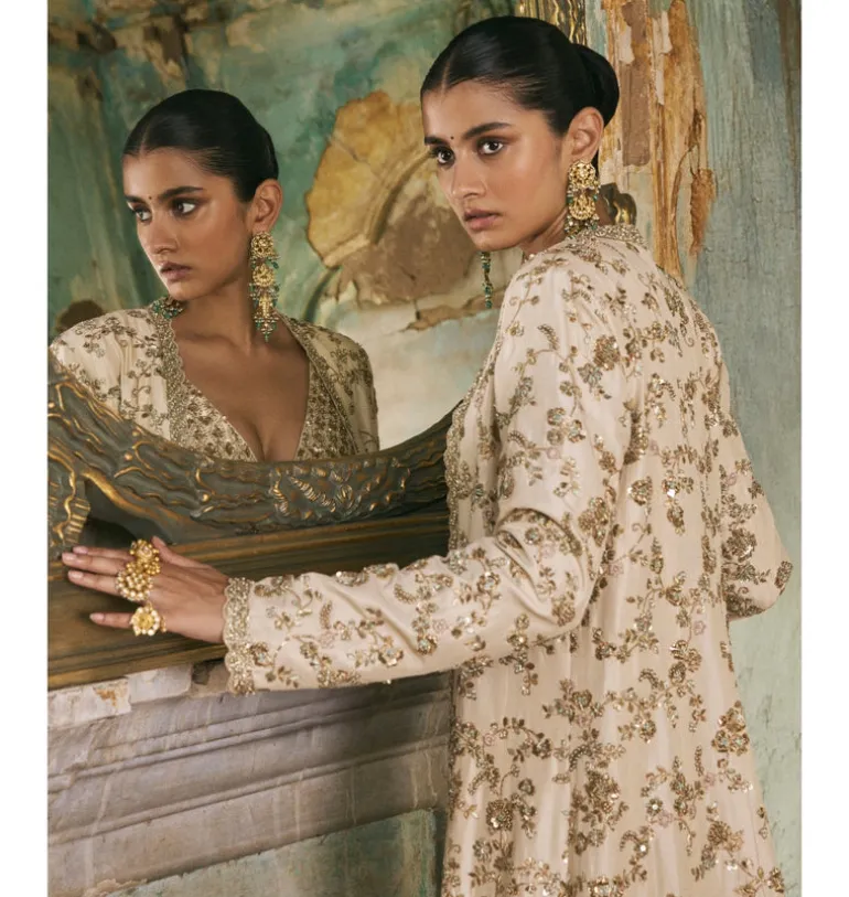 Ivory Jacket And Sharara Set