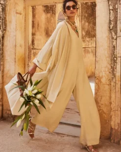 Ivory Jumpsuit & Jacket Set