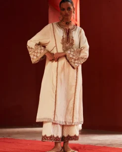 Ivory Long Anarkali Set
