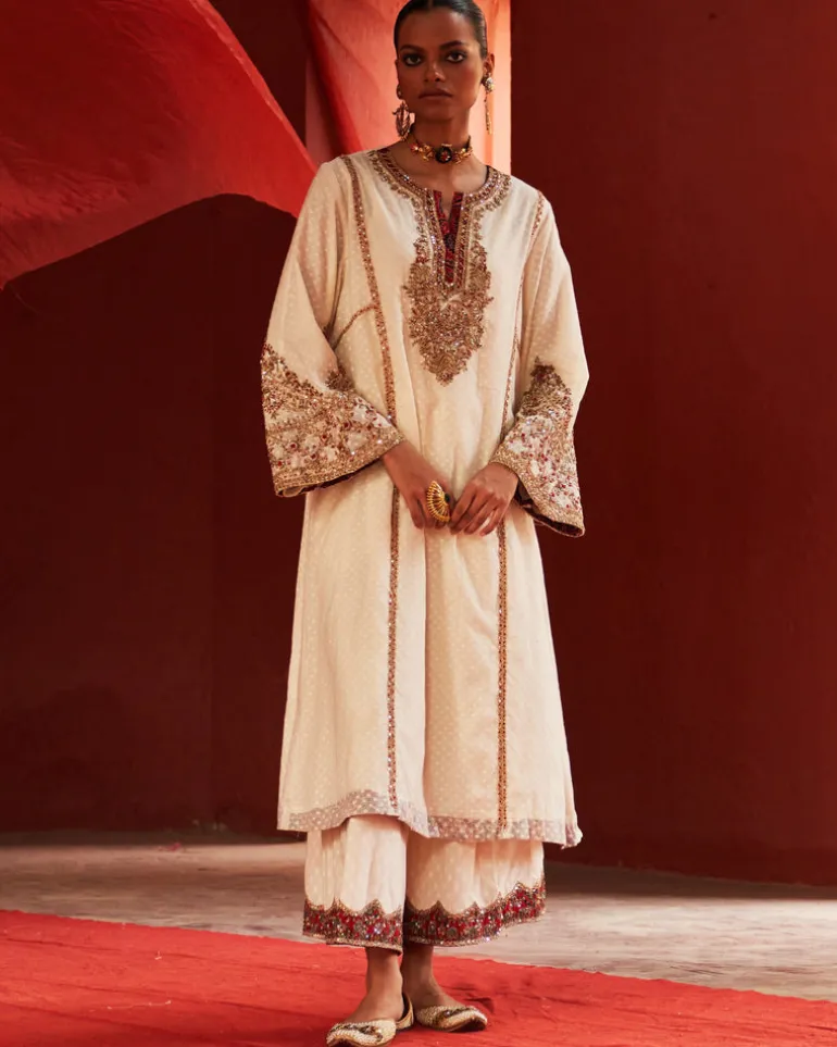 Ivory Long Anarkali Set