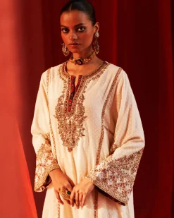 Ivory Long Anarkali Set