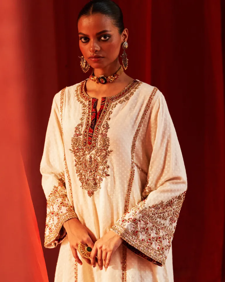 Ivory Long Anarkali Set