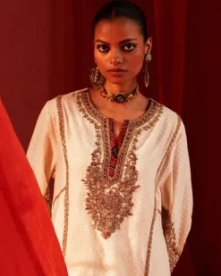 Ivory Long Anarkali Set