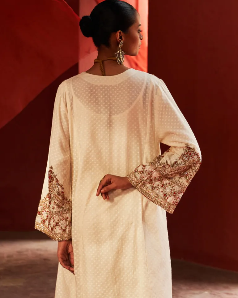 Ivory Long Anarkali Set