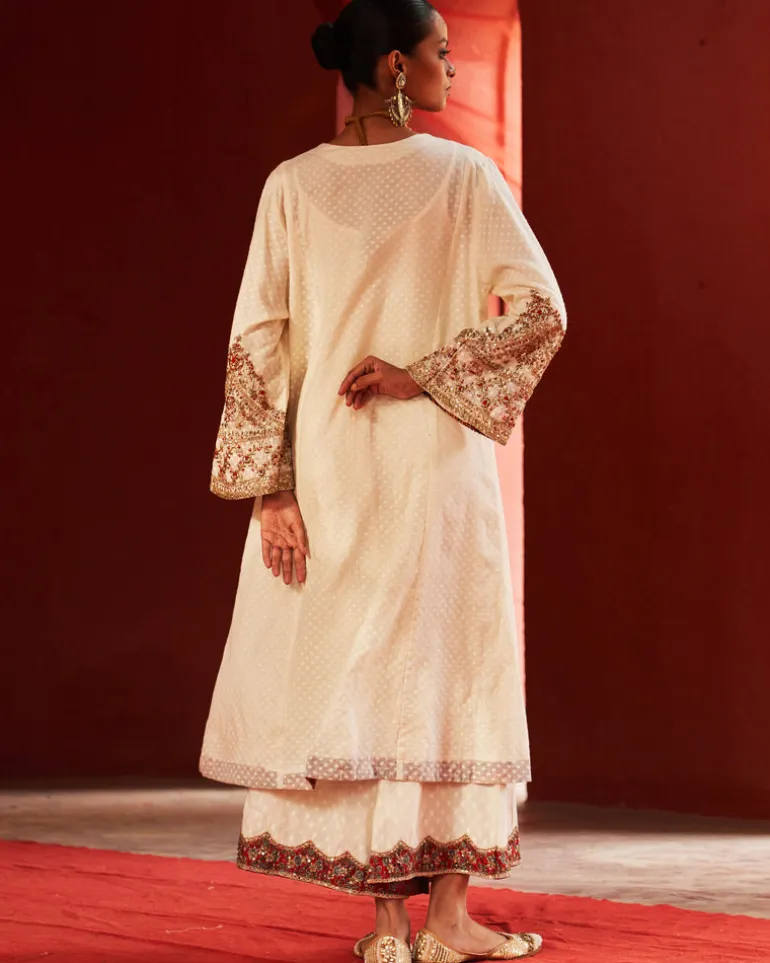 Ivory Long Anarkali Set