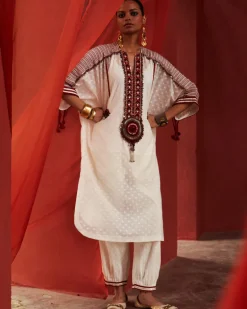 Ivory Long Kaftan Kurta Set