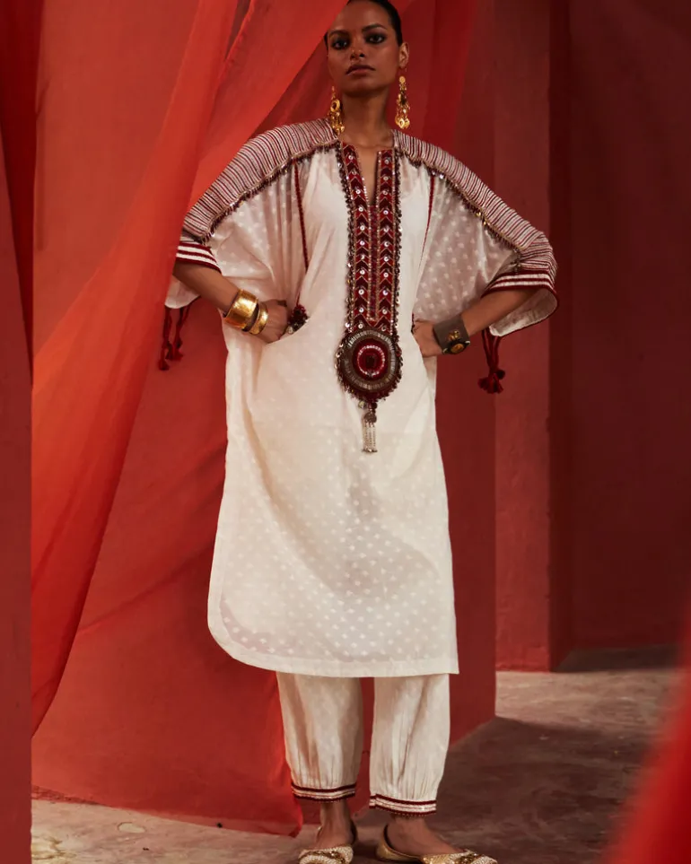 Ivory Long Kaftan Kurta Set