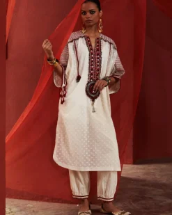 Ivory Long Kaftan Kurta Set
