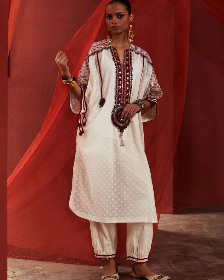 Ivory Long Kaftan Kurta Set