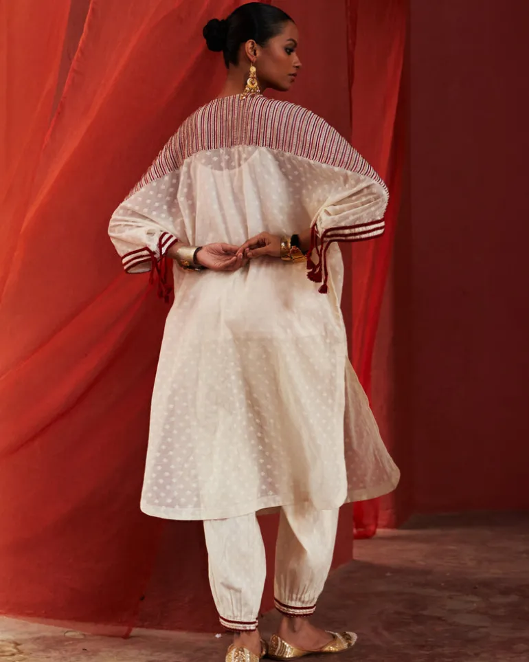 Ivory Long Kaftan Kurta Set