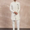Ivory Nerds Edge cut Achkan Set