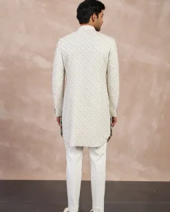 Ivory Nerds Edge cut Achkan Set