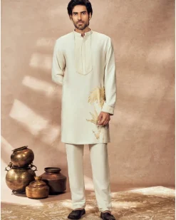 Ivory Palm Blooms Kurta