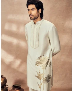 Ivory Palm Blooms Kurta