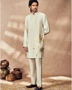 Ivory Palm Blooms Kurta
