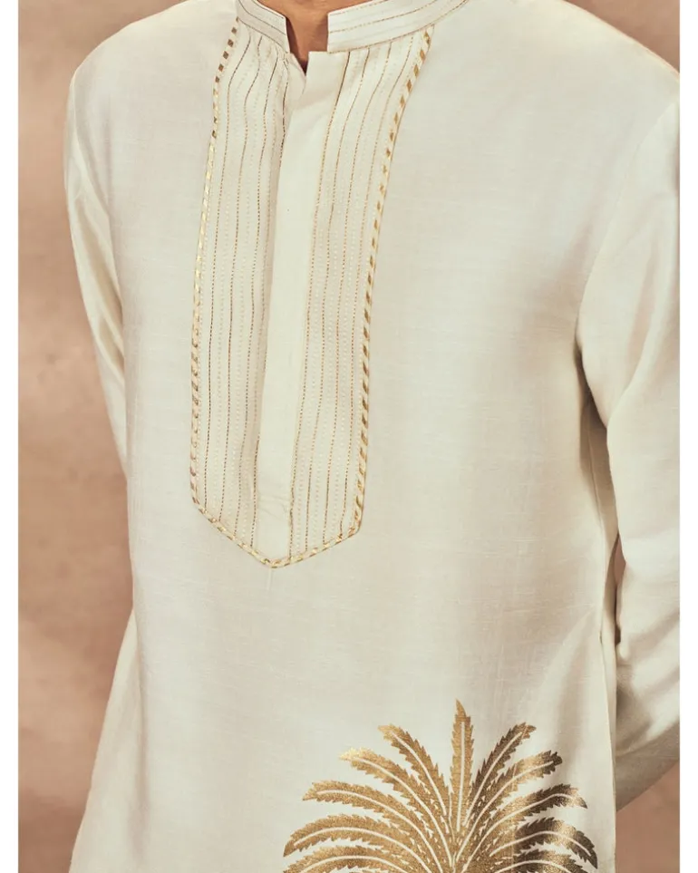 Ivory Palm Blooms Kurta
