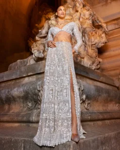 Ivory Paris Sequins Skirt Set