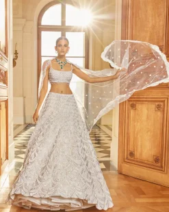 Ivory Pearl Drop Scallop Lehenga Set