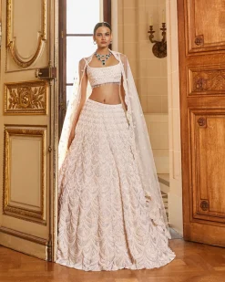 Ivory Pearl Drop Scallop Lehenga Set