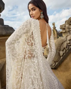 Ivory Pearl Intricated Embroidery Lehenga Set