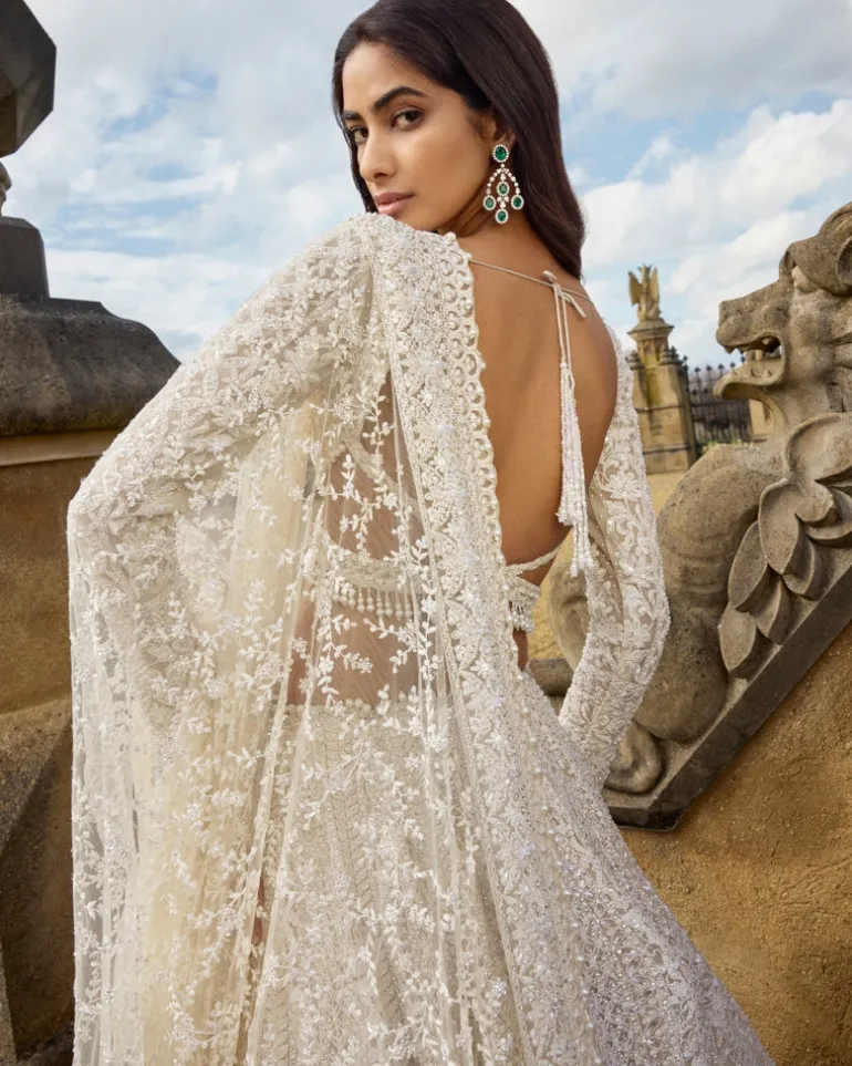 Ivory Pearl Intricated Embroidery Lehenga Set