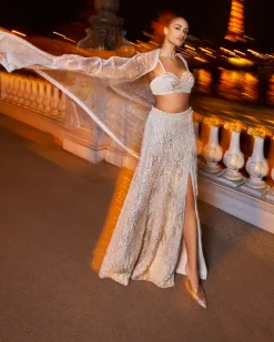 Ivory Pearl Paris Slit Skirt Set