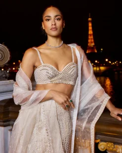 Ivory Pearl Paris Slit Skirt Set
