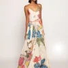 Ivory Periwinkle Bandhani Maxi Dress