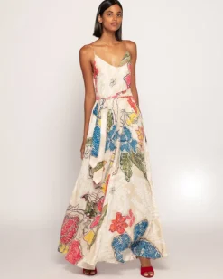 Ivory Periwinkle Bandhani Maxi Dress