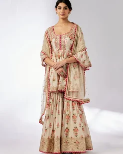 Ivory Prachi Peplum Gharara Set