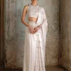 Ivory Satin Silk Drape Sari Set