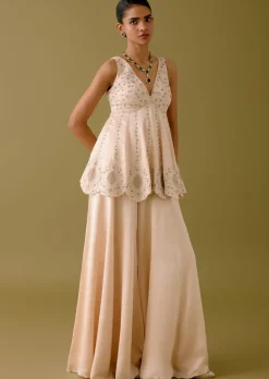 Ivory Sequined Sharara Set