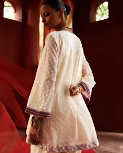 Ivory Short Kurta & Slit Pant Set
