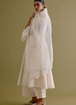Ivory Silk Chanderi Dori Embroidered Anarkali Set