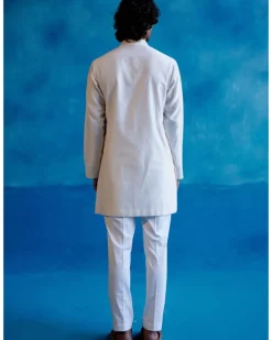 Ivory Silk Chanderi Kurta And Embroidered Bandi Set
