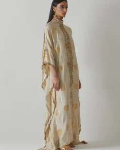 Ivory Silk Weave Kaftan