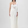 Ivory Structured Blouse With Drape Skirt Set