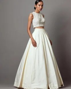 Ivory Taffeta Lehenga Set